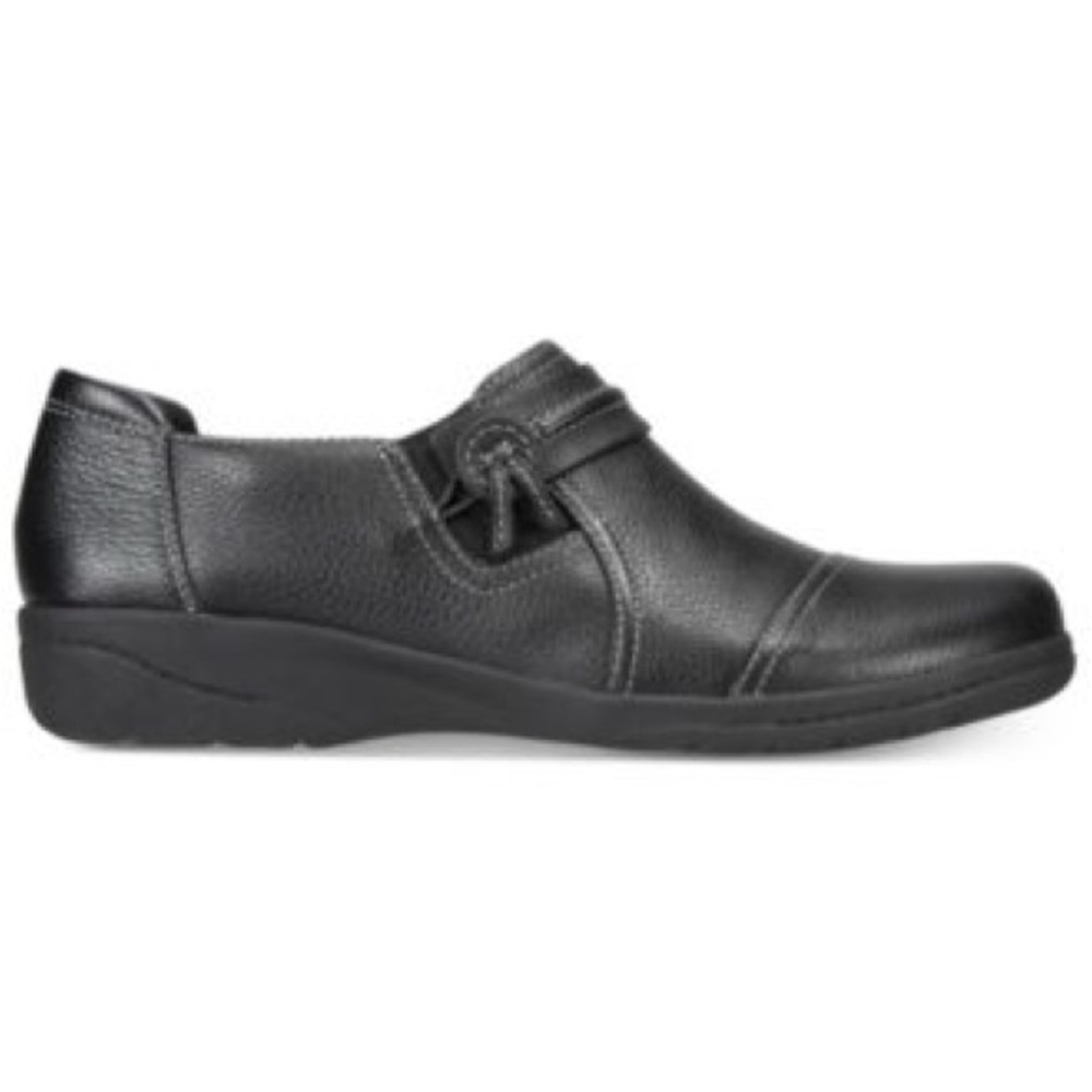 Clarks Collection Cheyn Madi Black Leather Comfort Loafers Flats Size 10